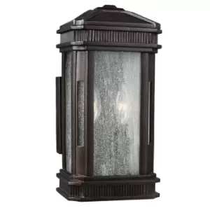 Image of Outdoor IP44 Twin Wall Light Gilded Bronze LED E14 60W