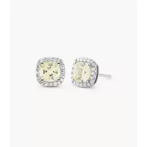 Image of Michael Kors Womens Sterling Pav Cushion-Cut Stud Earrings - Silver