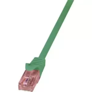 Image of LogiLink CQ2055U RJ45 Network cable, patch cable CAT 6 U/UTP 2m Green Flame-retardant, incl. detent