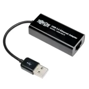 Image of Tripp Lite U236-000-R USB 2.0 Ethernet NIC Adapter - 10/100 Mbps RJ45 Black