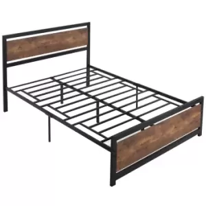 Image of HOMCOM Full Bed Frame with Headboard & Footboard, Strong Slat Support Twin Size Metal Bed w/ Underbed Storage Space, No Box Spring Needed