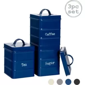 Image of Harbour Housewares Vintage Metal Kitchen Tea Coffee Sugar Canisters - Navy