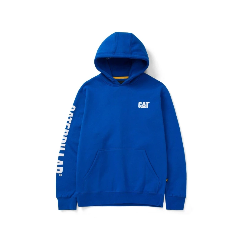 Image of Caterpillar Trademark Banner Hooded Sweatshirt Blue