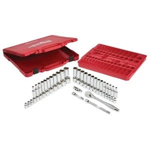 Image of Milwaukee Hand Tools 3/8in Drive Ratcheting Socket Set Metric & Imperial, 56 Piece