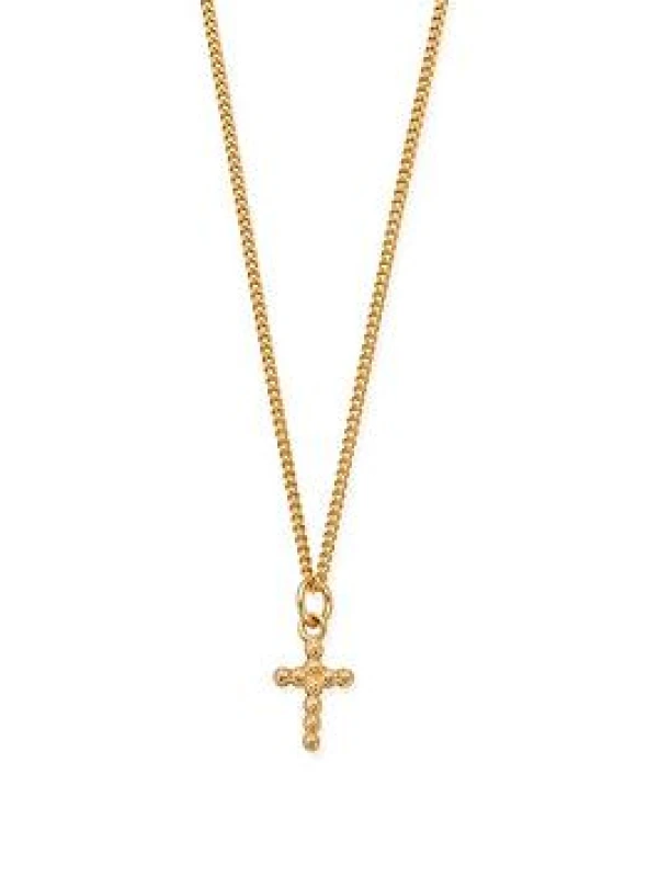 Image of Mens Gold Curb Chain Cross Necklace GNCC13337M
