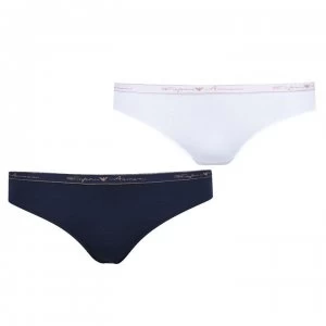 Image of Emporio Armani 2 Pack Logo Briefs Navy/White Size L Men
