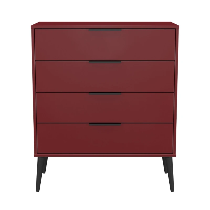 Image of Ready Assembled 2 U Fuji 4 Drawer Chest (Ready Assembled) in Dark Red Dark Red Unisex