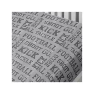 Image of Football Print Fitted Sheet, Grey, Single - Bedlam