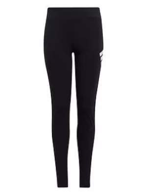 Image of adidas Older Girls 3bar Tights, Black/White, Size 7-8 Years, Women