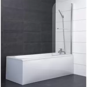 Image of 1400 x 800mm Bath Screen & Towel Rail with Easy Clean Glass - Aquariss