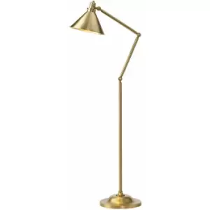 Image of Loops - Floor Lamp Funnel Shaped Shade Moveable Ball Joints Aged Brass LED E27 100W