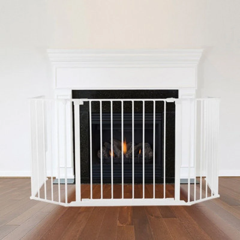 Image of Safetots Multi Panel Fire Surround, 88Cm Deep X 104Cm Wide, White, 70Cm Tall, Child And Pet Safety, Baby And Toddler Fire Guard
