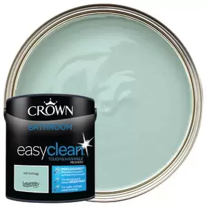 Image of Crown Easyclean Mid Sheen Emulsion Bathroom Paint - Soft Duck Egg - 2.5L