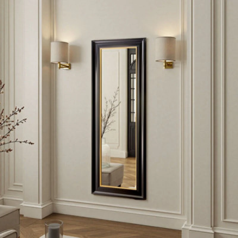 Image of Yearn Georgian Tall Black Gold Bevelled Mirror