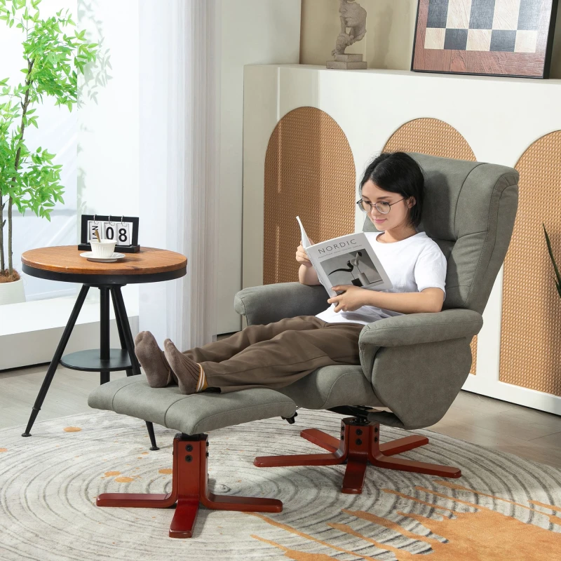 Image of HOMCOM Reclining Armchair with Footstool for Living Room, Grey 83B-034V70GY