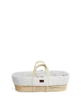 Image of The Little Green Sheep Natural Quilted Moses Basket & Mattress - Dove Rice, White