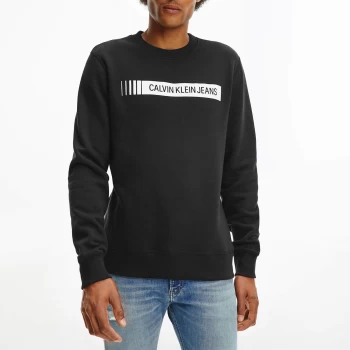 Image of Calvin Klein Jeans Mens Institutional Logo Crewneck Sweatshirt - CK Black - M