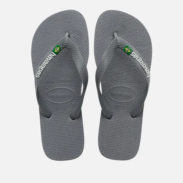 Image of Havaianas Mens Brasil Logo-Embossed Rubber Flip Flops - UK 6/7 Grey Sandals male 4110850-5002 6/7