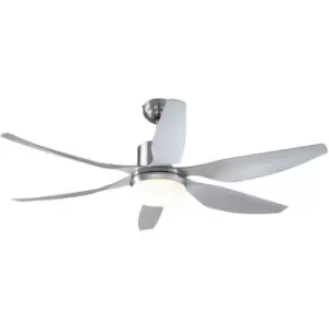 Image of Reversible Ceiling Fan w/ Light, 6 Blades Indoor LED Lighting Fan, Silver - Homcom