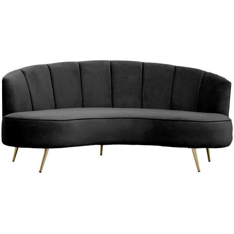 Image of Interiors by Premier Hasna Three Seat Black Velvet Sofa Black unisex One Size