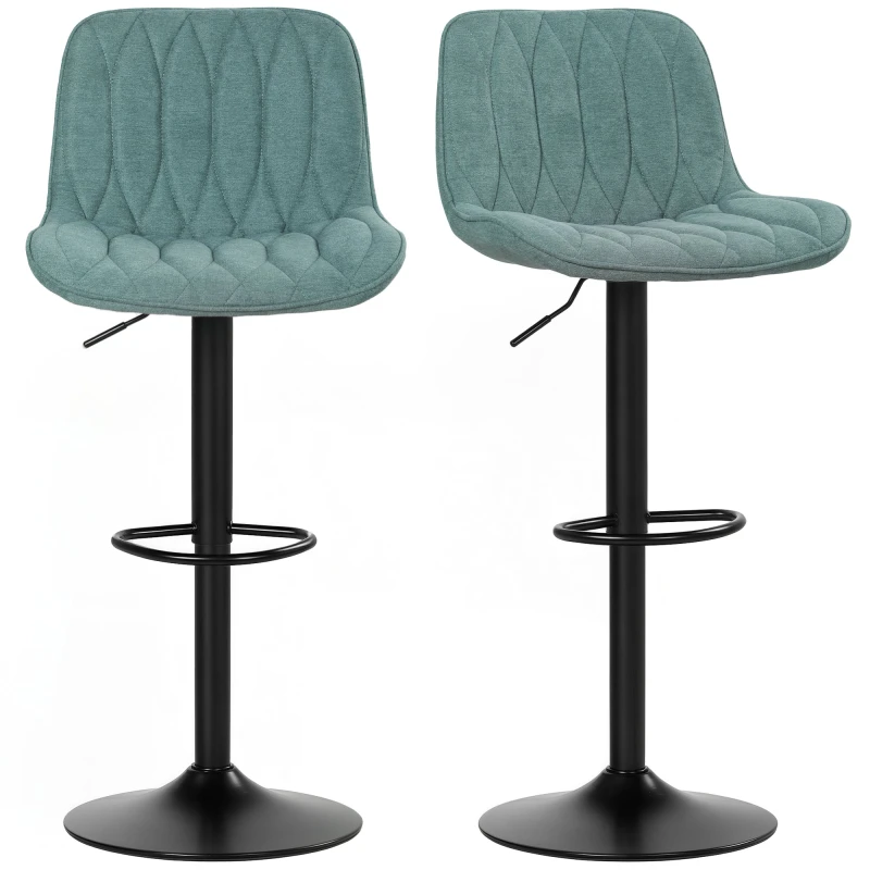 Image of HOMCOM HOMCOM Bar Stools Set of 2, Swivel Height Adjustable Barstools with Back in Blue Blue One Size Unisex 5063603424364