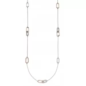 Image of Interlinking Station Cubic Zirconia Rose Gold Plated Necklace N4348C