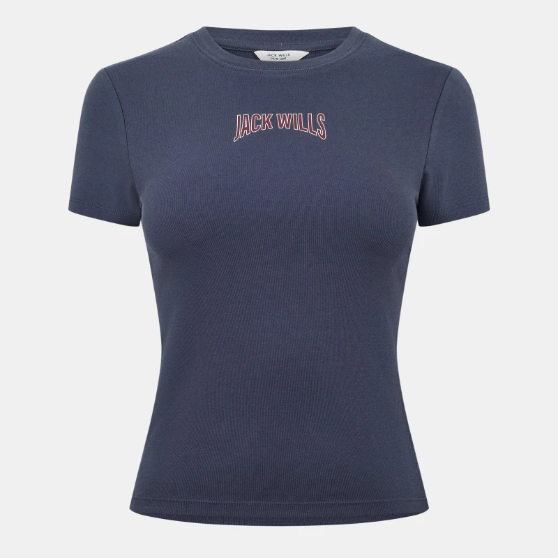 Image of Jack Wills Womens Graphic Baby Slim Fit T-Shirt Taupe female 8 (XS)