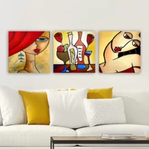 Image of DRPRC09 Multicolor Decorative Canvas Painting (3 Pieces)