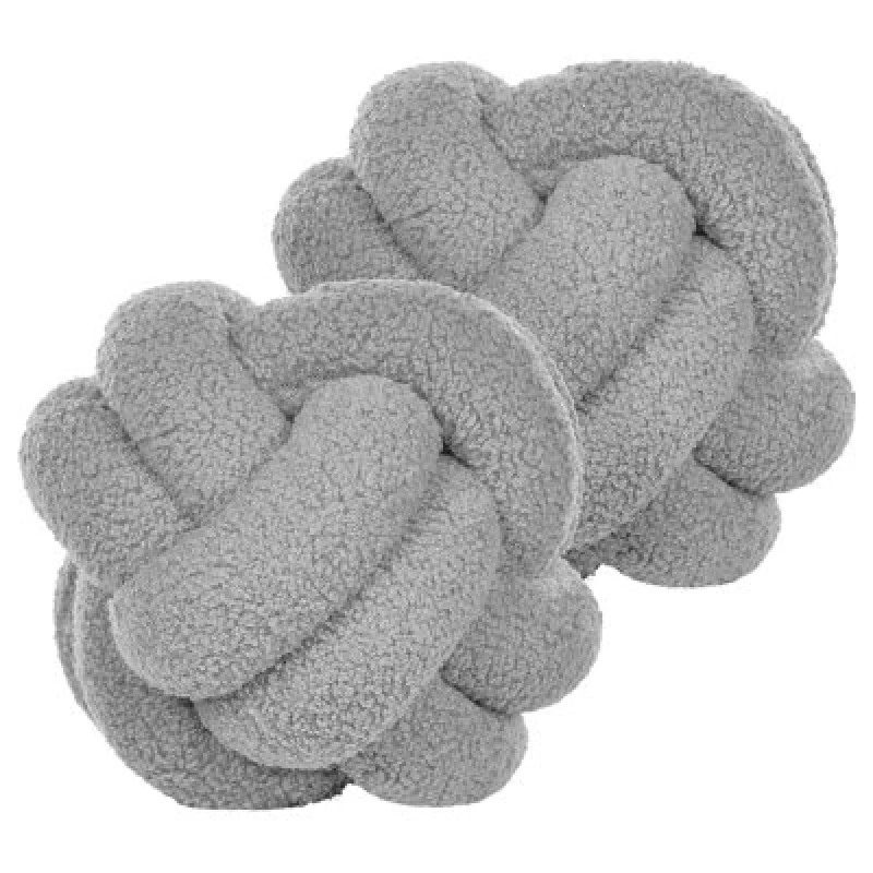 Image of Beliani Set Of 2 Decorative Cushions Malni Boucle 19 X 19cm Grey Solid