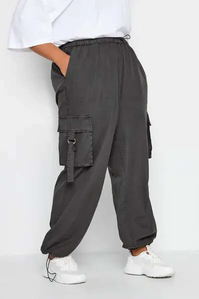 Image of Yours Cargo Parachute Trousers Grey