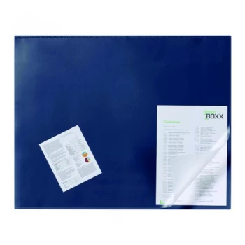 Image of Durable Desk Mat with Transparent Overlay 650 x 520mm Dark Blue 720307