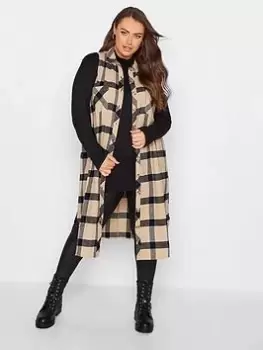 Image of Yours Sleeveless Maxi Natural Check Shirt, Natural, Size 20, Women