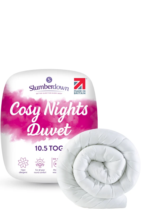 Image of Slumberdown Slumberdown Cosy Nights 10.5 Tog All Year Round Duvet in White Size: King White King Unisex 5012924060157