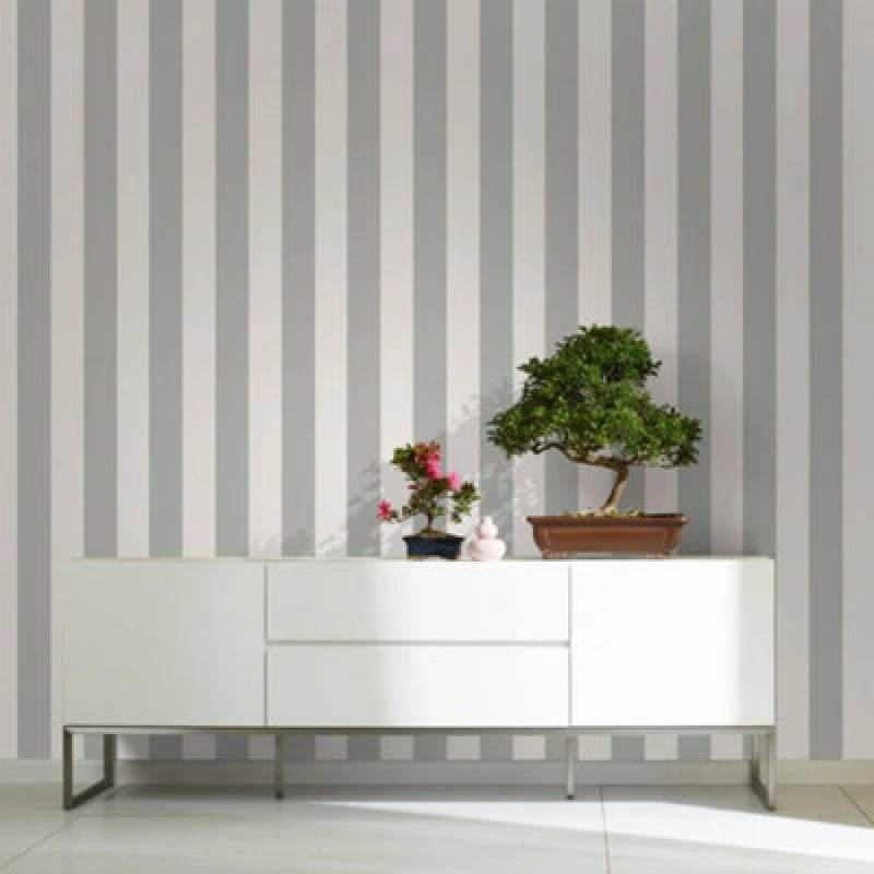 Image of Galerie Industrial Effects Grey Stripe Design Wallpaper Roll