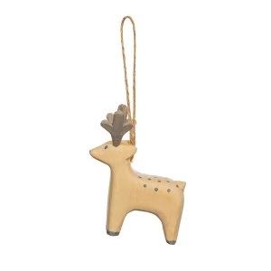 Image of Sass & Belle Handcarved Wooden Reindeer Hanging Ornament