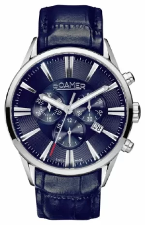 Image of Roamer Superior Chrono Blue Dial Blue Leather Strap 508837 Watch
