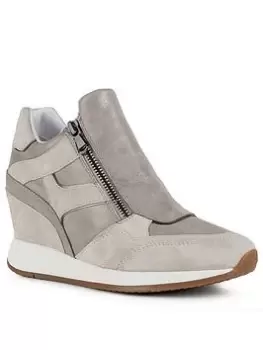 Image of Geox Nydame Wedge Heeled Trainers, Taupe, Size 3, Women
