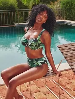 Image of Panache Bali Full Cup Bikini Top Palm Print - Multi, Size 32E, Women