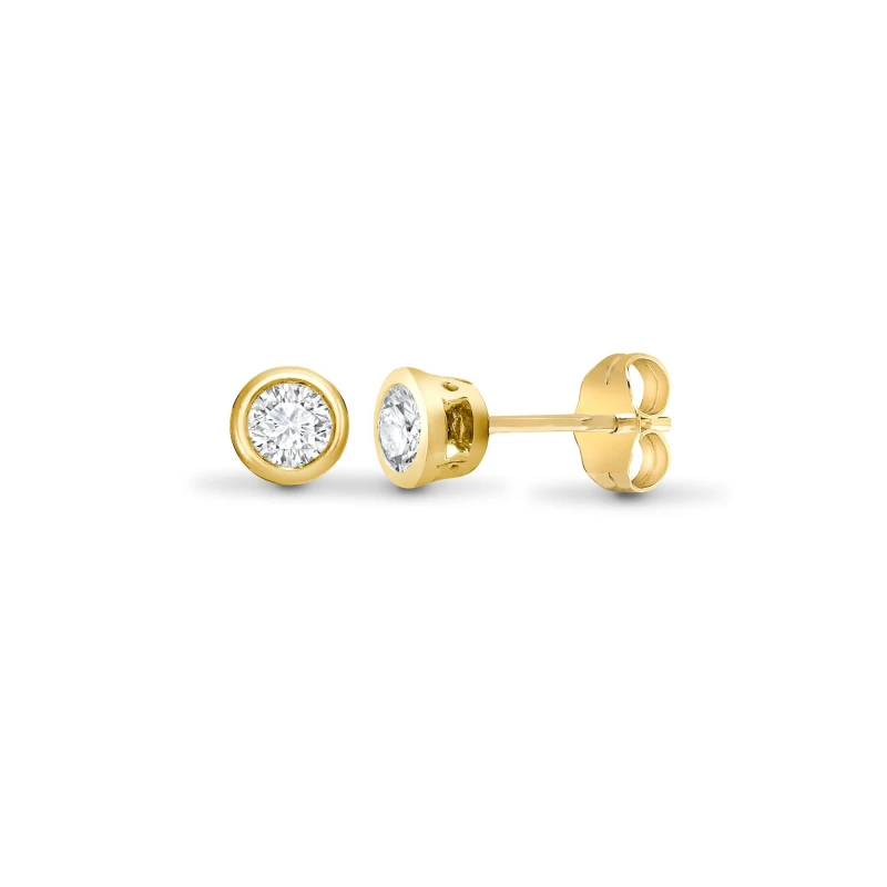 Image of Jewelco London 18ct Gold 0.5ct Diamond Solitaire Stud Earrings - 18E009-050 Gold female