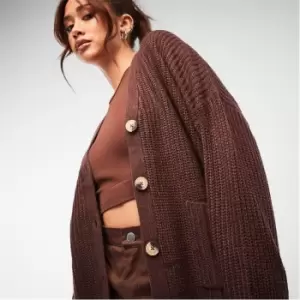 Image of Missguided Boxy Knit Cardigan - Brown
