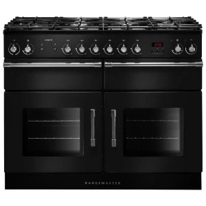 Image of Rangemaster ESP110DFFBL/C (121310) Esprit 110 Dual Fuel Range Cooker, Black/Chrome