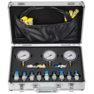 Image of VEVOR Hydraulic Pressure Gauge Test Kit 2300/5800/8600 PSI Pressure Test Kit 3 Pressure Gauge 3 Test Hose 10 Couplings 1 Quick Connector Pressure Hydr