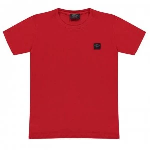 Image of Paul And Shark Junior Boys Basic Badge T Shirt - Red