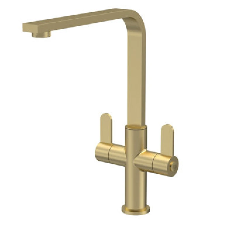 Image of Balterley Kitchen Mono Mixer Tap with 2 Lever Handles Brushed Brass 302mm Bronze