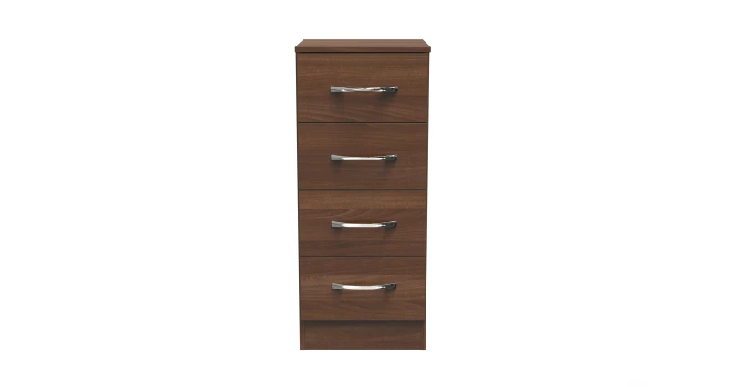Image of Ready Assembled 2 U Hampshire 4 Drawer Tall Bedside (Ready Assembled) in Walnut Walnut Unisex