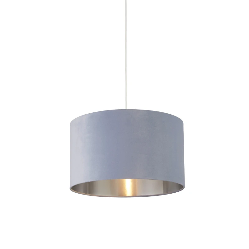 Image of Lighting Collection Velvet Drum Shade Blue unisex 45cm