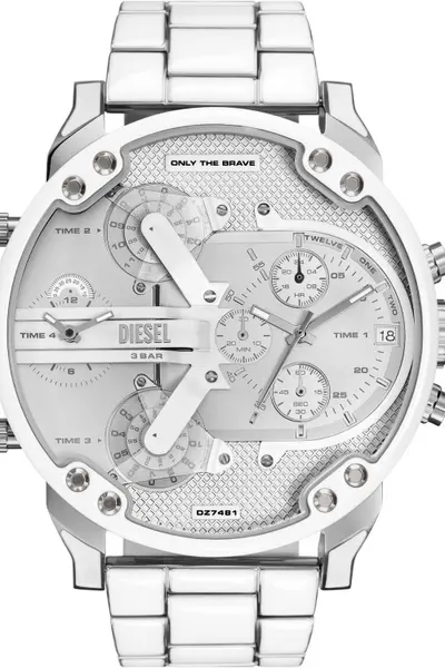 Image of Diesel Gents Diesel Mr. Daddy 2.0 Chronograph White and Stainless Steel Watch DZ7481