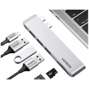 Image of UGREEN 6-in-2 USB C Hub for MacBook Pro/Air 6 ports USB hub combo Silver