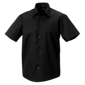 Image of Russell Collection Mens Short Sleeve Tailored Ultimate Non-Iron Shirt (18.5inch) (Black)