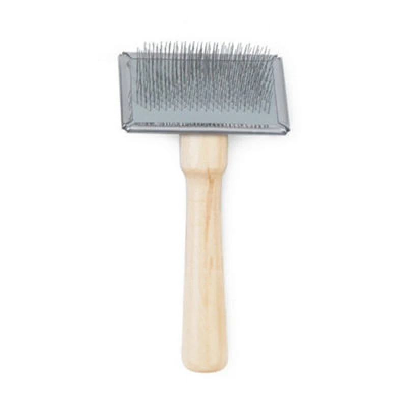 Image of Ancol 'Heritage' Wood Handled Pet Grooming Soft Small Size Slicker Brush Beige